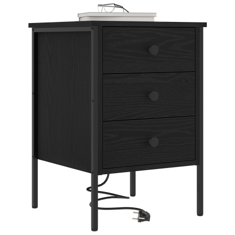 vidaXL Bedside kasten 2 pcs Zwart eiken 42 x 41 x 61 cm Bewerkt hout afbeelding3 - 1