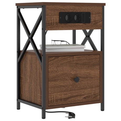 vidaXL Bedside kasten met lade 2 pcs bruin eikenkleur 40 x 31 x 60 cm afbeelding3 - 1