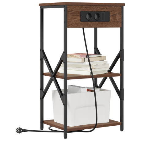 vidaXL Bedside kasten met plank 2 pcs bruin eikenkleur 41 x 31 x 76 cm afbeelding3 - 1