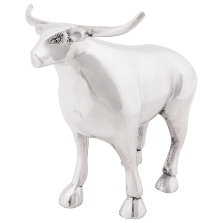vidaXL Beeldje stier 20x17x23 cm aluminium zilverkleurig afbeelding3 - 1