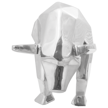 vidaXL Beeldje stier 74x23x39 cm aluminium zilverkleurig afbeelding3 - 1