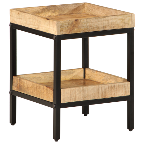 vidaXL Bijzettafel met plank Bruin 35 x 35 x 45 cm Massief Mango Hout afbeelding3 - 1