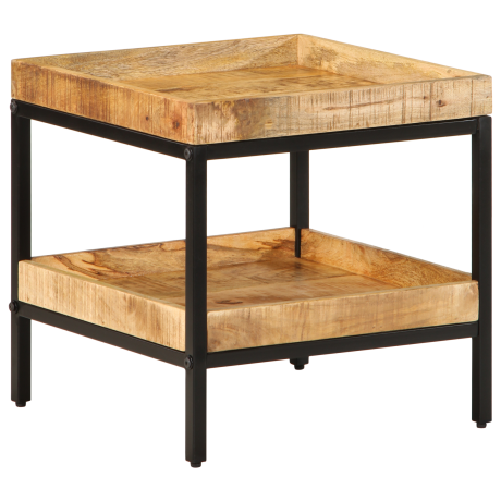 vidaXL Bijzettafel 45x45x45 cm Massief Hout Ruw Mango afbeelding3 - 1