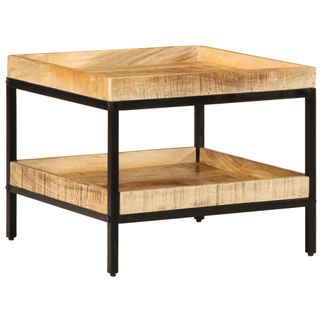 vidaXL Bijzettafel 55x55x45 cm Massief Hout Ruw Mango afbeelding3 - 1