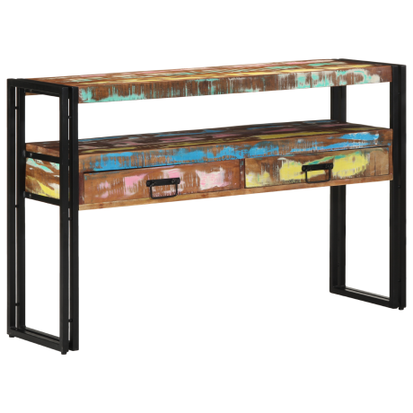 vidaXL Bijzettafels 120x33x75 cm gerecycled hout en metaal meerkleurig afbeelding3 - 1