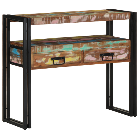 vidaXL Bijzettafels 90x33x75 cm gerecycled hout en metaal meerkleurig afbeelding3 - 1