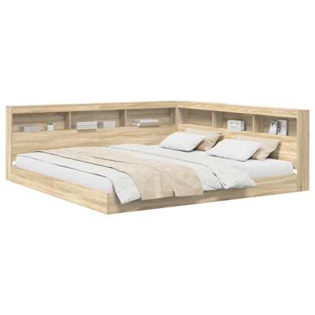 vidaXL Boekenkast Bed Sonoma Eiken 180x200 cm Spaanplaat afbeelding3 - 1
