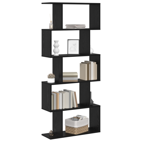 vidaXL Boekenkast Zwart Eiken 70 x 24 x 161 cm Bewerkt hout afbeelding3 - 1