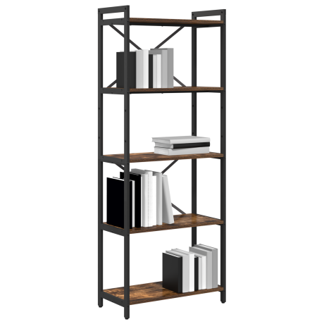 vidaXL Boekenkast Gerookt eiken 60 x 30 x 155 cm Bewerkt hout afbeelding3 - 1
