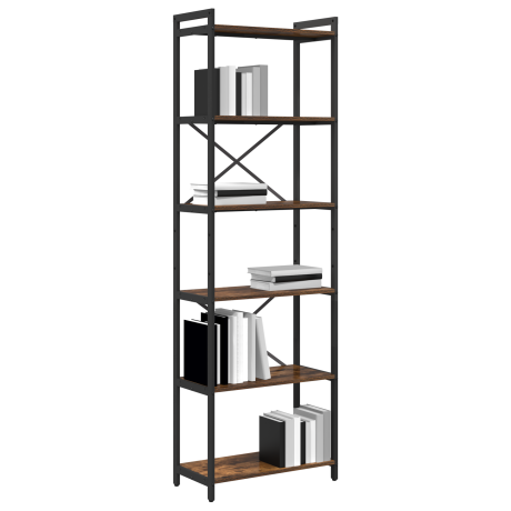 vidaXL Boekenkast Gerookt eiken 60 x 30 x 188 cm MDF en Staal afbeelding3 - 1