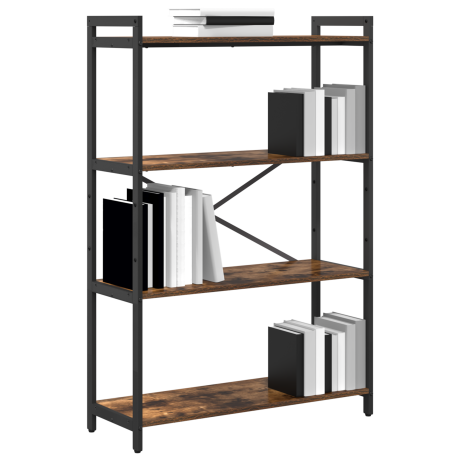 vidaXL Boekenkast Gerookt eiken 80 x 30 x 120 cm Bewerkt hout afbeelding3 - 1