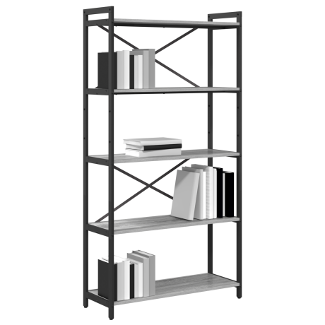 vidaXL Boekenkast Grijs sonoma 80 x 30 x 155 cm Bewerkt hout afbeelding3 - 1