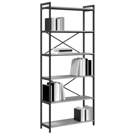 vidaXL Boekenkast Grijs sonoma 80 x 30 x 189,5 cm Bewerkt hout afbeelding3 - 1