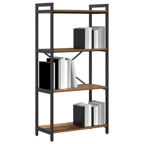 vidaXL Boekenkast Oud hout 60 x 30 x 118 cm Hout en Staal afbeelding3 - 1