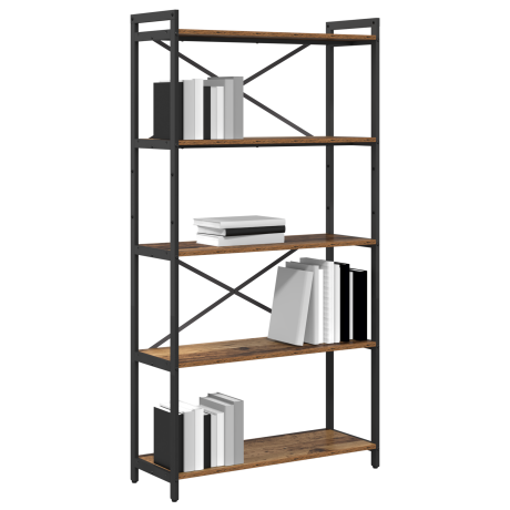 vidaXL Boekenkast Oud hout 80 x 30 x 153 cm Hout en staal afbeelding3 - 1