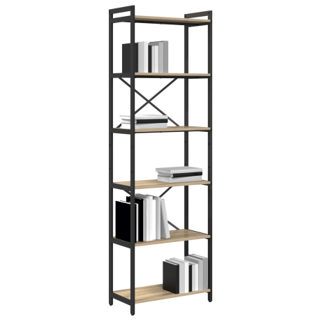 vidaXL Boekenkast Sonoma eiken 60 x 30 x 188 cm MDF en Staal afbeelding3 - 1