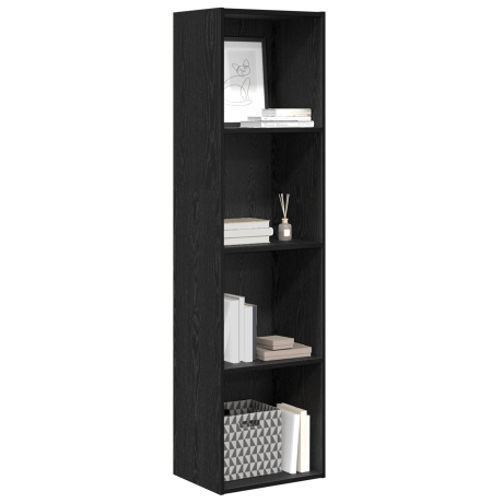 vidaXL Boekenkast Zwart Eiken 40 x 30 x 152 cm Bewerkt hout afbeelding3 - 1