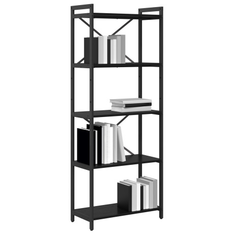 vidaXL Boekenkast Zwart Eiken 60 x 30 x 155 cm Bewerkt hout afbeelding3 - 1