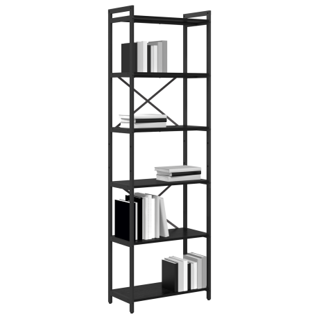 vidaXL Boekenkast Zwart Eiken 60 x 30 x 189,5 cm Bewerkt hout afbeelding3 - 1