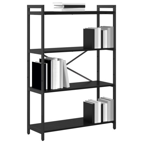 vidaXL Boekenkast Zwart Eiken 80 x 30 x 120 cm Bewerkt hout afbeelding3 - 1