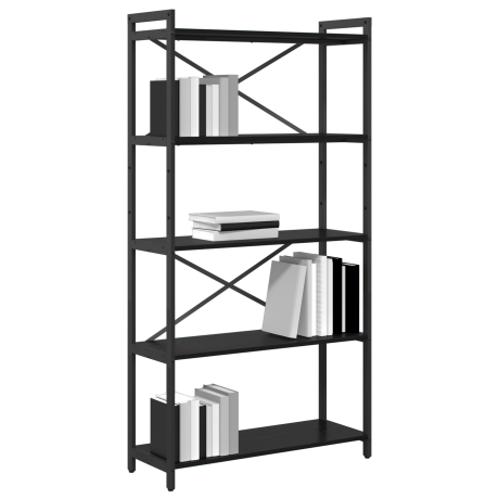vidaXL Boekenkast Zwart Eiken 80 x 30 x 155 cm Bewerkt hout afbeelding3 - 1