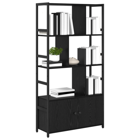 vidaXL Boekenkast Zwart Eiken 80 x 30 x 155,5 cm Bewerkt hout afbeelding3 - 1