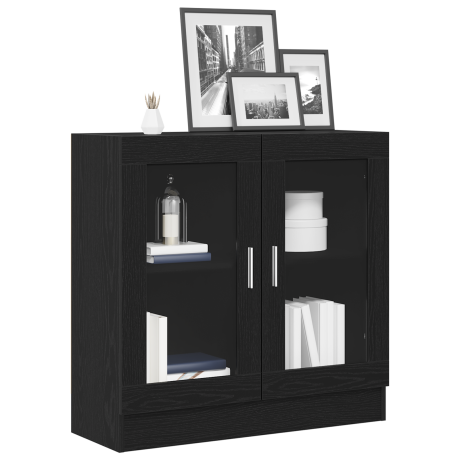 vidaXL Boekenkast Zwart Eiken 82,5 x 30,5 x 80 cm Bewerkt hout afbeelding3 - 1