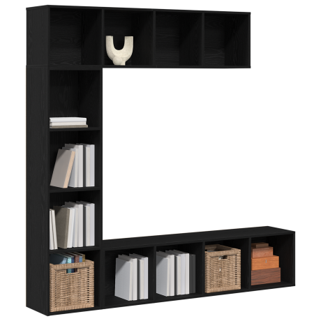 vidaXL Boekenkasten 3 stuks Zwart Eiken 36x30x143 cm Geengineerd Hout afbeelding3 - 1