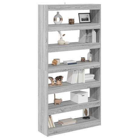 vidaXL Boekenkast/Kamerdivider Zwart Eiken 100x30x198 cm Gemaakt van engineered hout afbeelding3 - 1