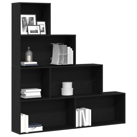 vidaXL Boekenkast Zwart Eiken 155 x 24 x 160 cm Bewerkt hout afbeelding3 - 1