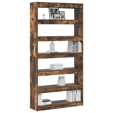 vidaXL Boekenkast Gerookt eiken 100 x 30 x 198 cm Bewerkt hout afbeelding3 - 1