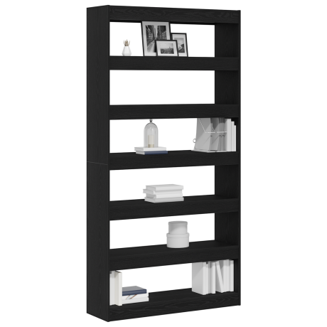 vidaXL Boekenkast/Room Divider Zwart Eiken 100x30x198 cm afbeelding3 - 1