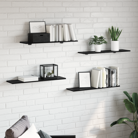vidaXL Boekenplank Bord 4 pcs Zwart 100 x 40 x 1.5cm Spaanplaat afbeelding3 - 1