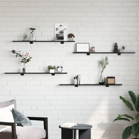 vidaXL Boekenplank Bord 4 pcs Zwart 100 x 40 x 1.5cm Spaanplaat afbeelding3 - 1