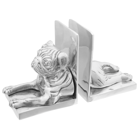 vidaXL Boekensteunen 2 st hond 12x15x18 cm aluminium zilverkleurig afbeelding3 - 1
