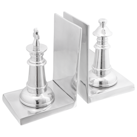 vidaXL Boekensteunen 2 st schaakstuk 11x12x19,5 cm aluminium zilver afbeelding3 - 1