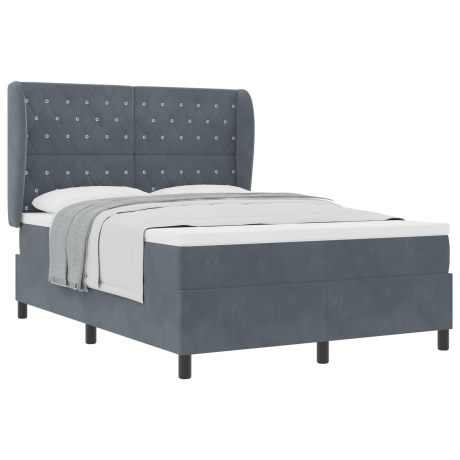 vidaXL Box Spring Bed met Matras Donkergrijs 140x200 cm Fluweel afbeelding3 - 1