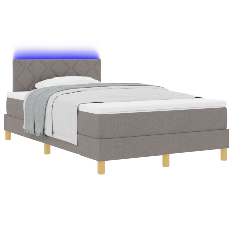 vidaXL Box Spring Bed met Matras & LED Taupe 120x200 cm Stof afbeelding3 - 1