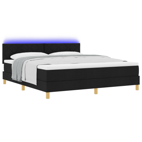 vidaXL Box Spring Bed met Matras & LED Zwart 180x200 cm Stof afbeelding3 - 1
