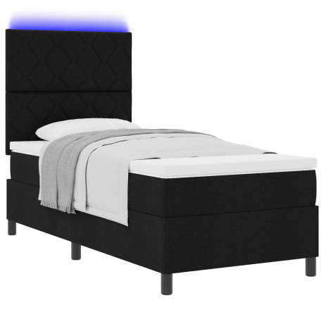 vidaXL Box Spring Bed met Matras & LED Zwart 90x190 cm Stof afbeelding3 - 1