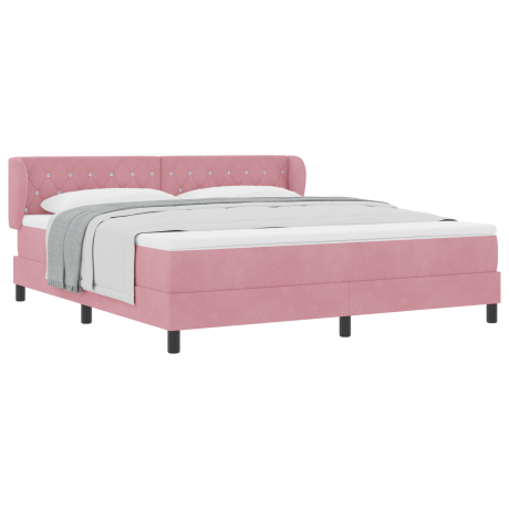 vidaXL Box Spring Bed met Matras Roze 180x200 cm Fluweel afbeelding3 - 1