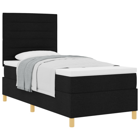 vidaXL Box Spring Bed met Matras Zwart 80x200 cm Stof afbeelding3 - 1