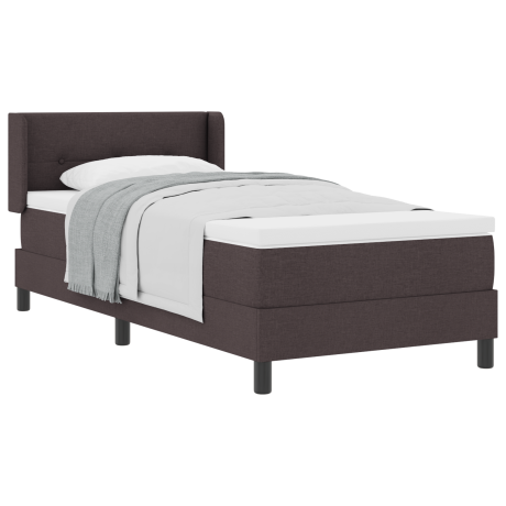 vidaXL Boxspringbed met hoofdeinde Donkerbruin 200 x 90 cm Stof afbeelding3 - 1