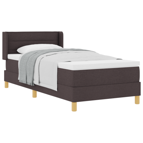 vidaXL Boxspringbed met matras Donkerbruin 200 x 90 cm Stof afbeelding3 - 1