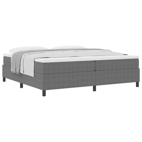 vidaXL Boxspring bed Lichtgrijs,Wit 203 x 200 x 60 cm Katoenen stof afbeelding3 - 1