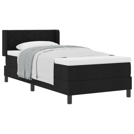 vidaXL Boxspringbed met hoofdeinde Zwart 200 x 90 cm Stof afbeelding3 - 1
