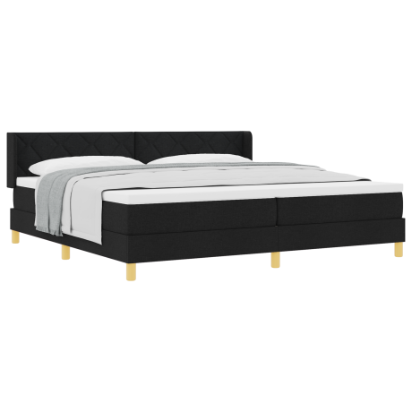 vidaXL Boxspring bed met hoofdeinde Zwart en Wit 200 x 200 cm Schuim afbeelding3 - 1