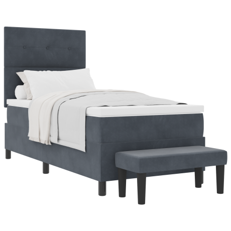vidaXL Boxspring bed met hoofdeinde Donkergrijs 100 x 200 cm Fluweel afbeelding3 - 1