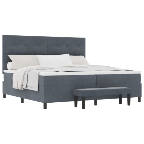 vidaXL Boxspring bed met matras Donkergrijs 200 x 200 cm Fluweel afbeelding3 - 1