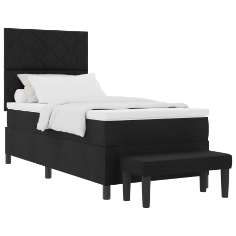 vidaXL Boxspring Bed met Matras & Bank Zwart 100x200 cm Stof afbeelding3 - 1